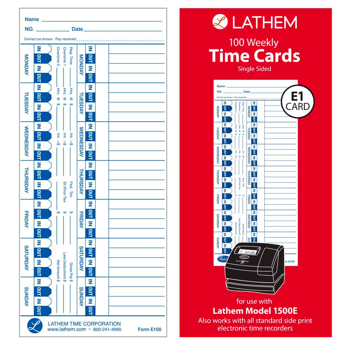 Lathem E100 Weekly Time Cards