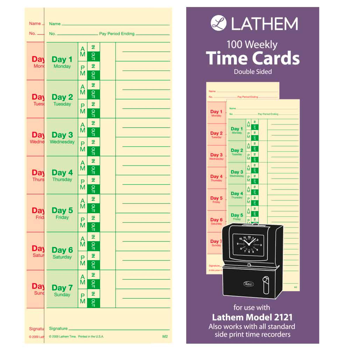 Lathem M2-100 Weekly Time Cards for 2000 & 4000 Series