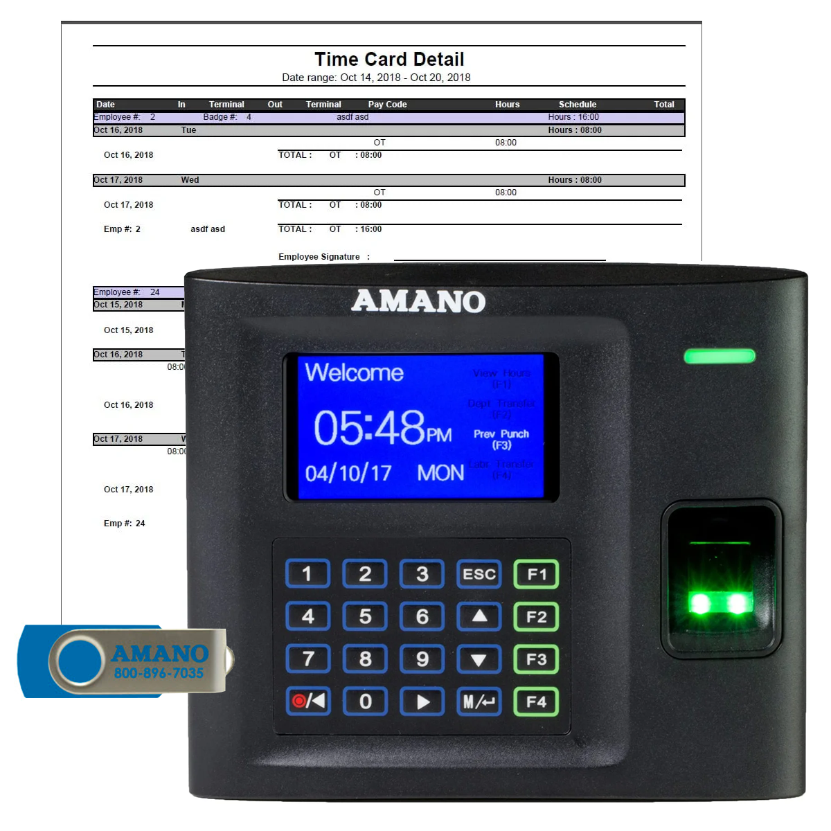 Amano MTX-30F/A964 Fingerprint Time Clock System