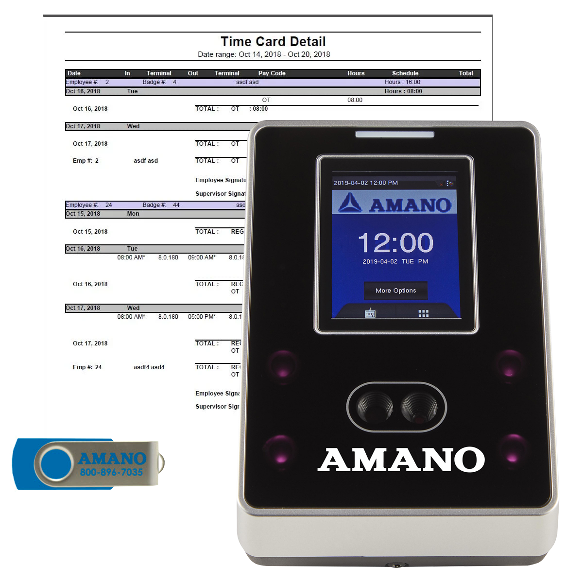 Amano AFR-100/A976 Facial Recognition Time Clock System