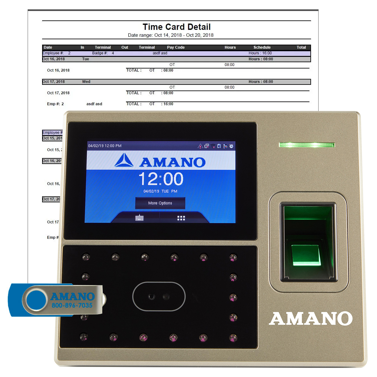 Amano AFR-200/A978 Facial Recognition Time Clock System