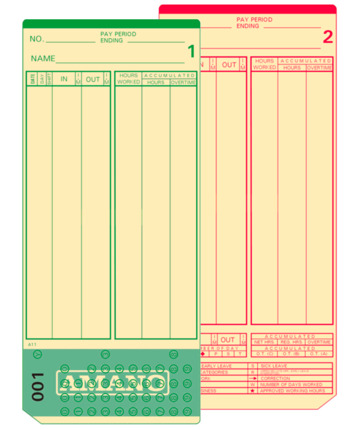 Amano AMA-099000 Time Cards for MJR-7000