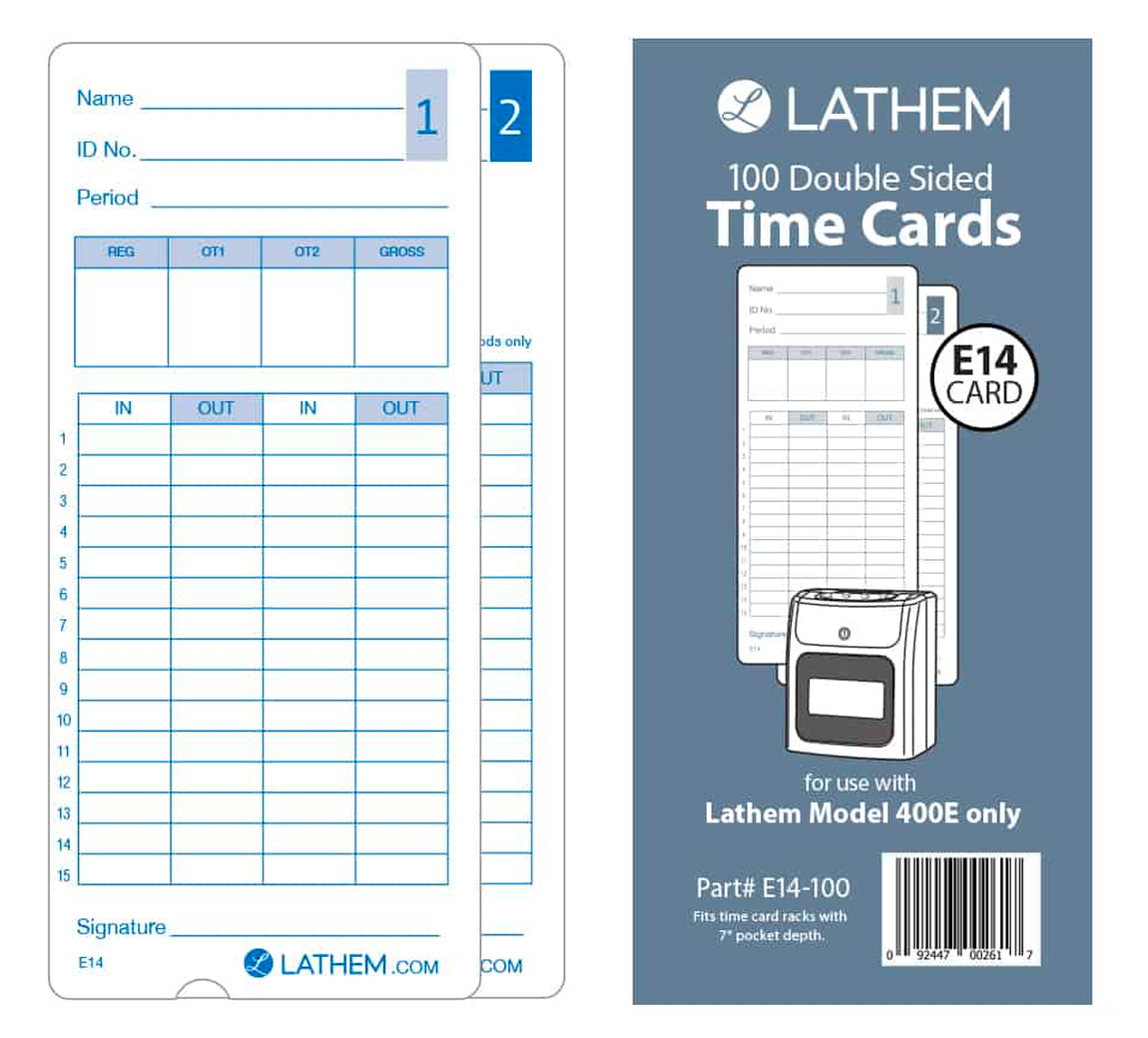 Lathem E14-100 Time Cards for 400E