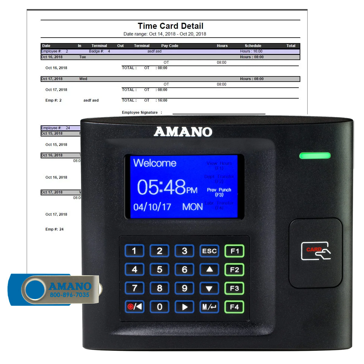 Amano MTX-30P/A974 Time Clock System