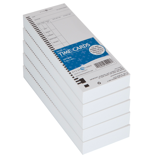Pyramid 44100-10D Time Cards for 4000 & 5000 Series Calculating Time Clocks, 500 Pack
