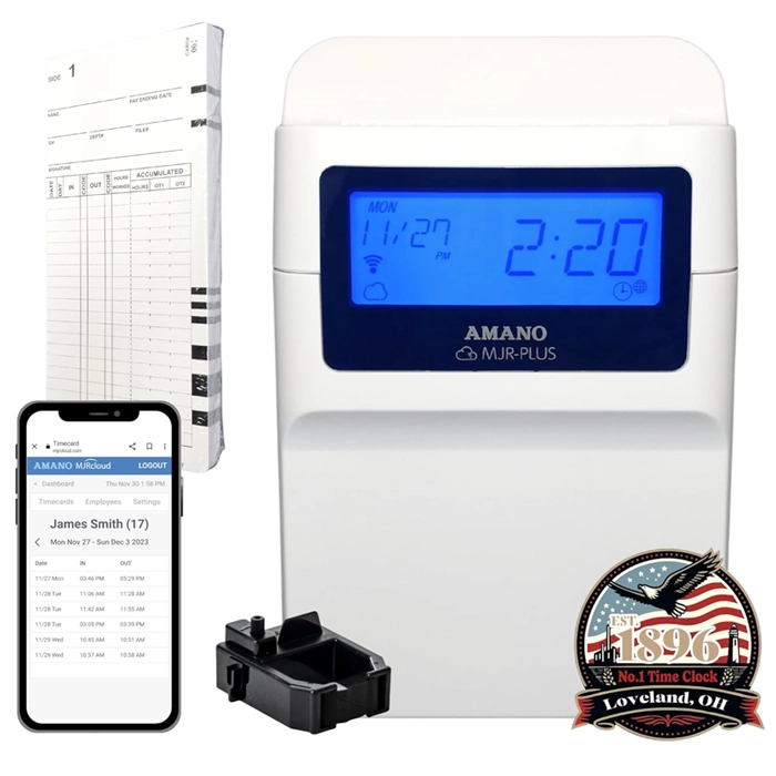 Amano MJR-PLUS Calculating Time Clock 100 Emp + Cloud App