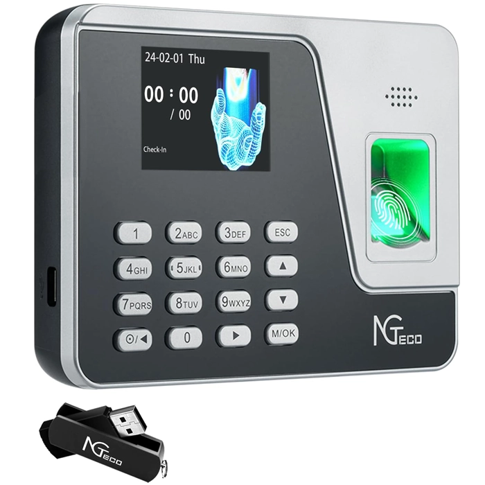 NGTeco AS10 Fingerprint Time Clock exports to USB Drive