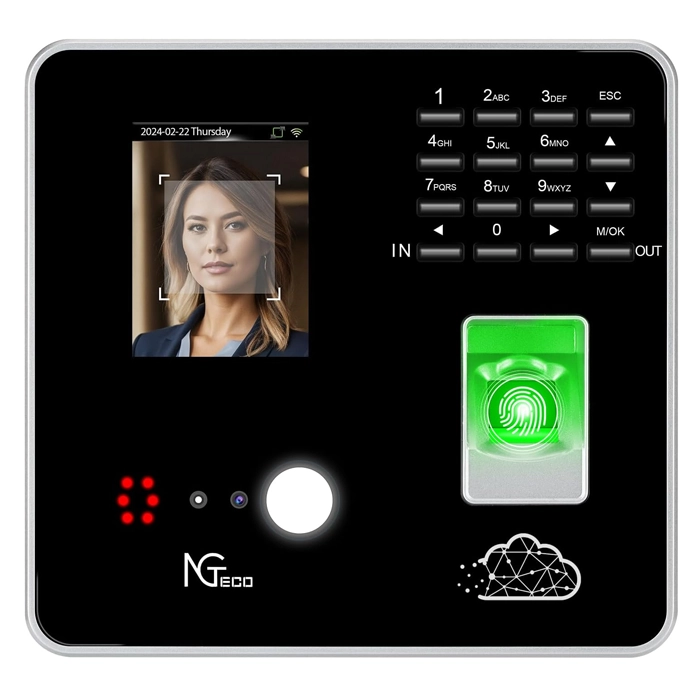 NGTeco TC1 Face Finger Time Clock with free Cloud Software