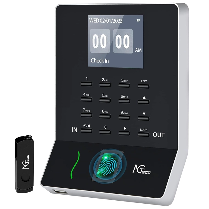 NGTeco W2 Fingerprint Time Clock exports to USB Drive