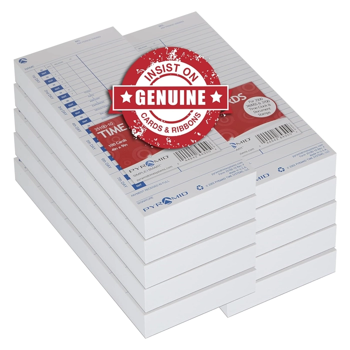 1000 Time Cards for Pyramid 3500, 3600SS, 3700 Time Clocks