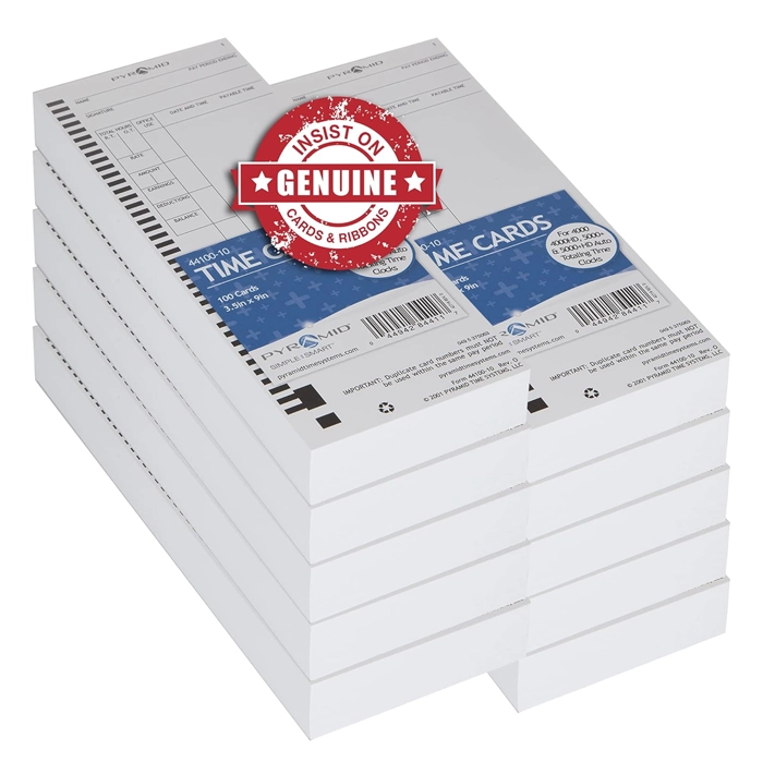 1000 Time Cards for Pyramid 4000 and 5000 Series Time Clocks